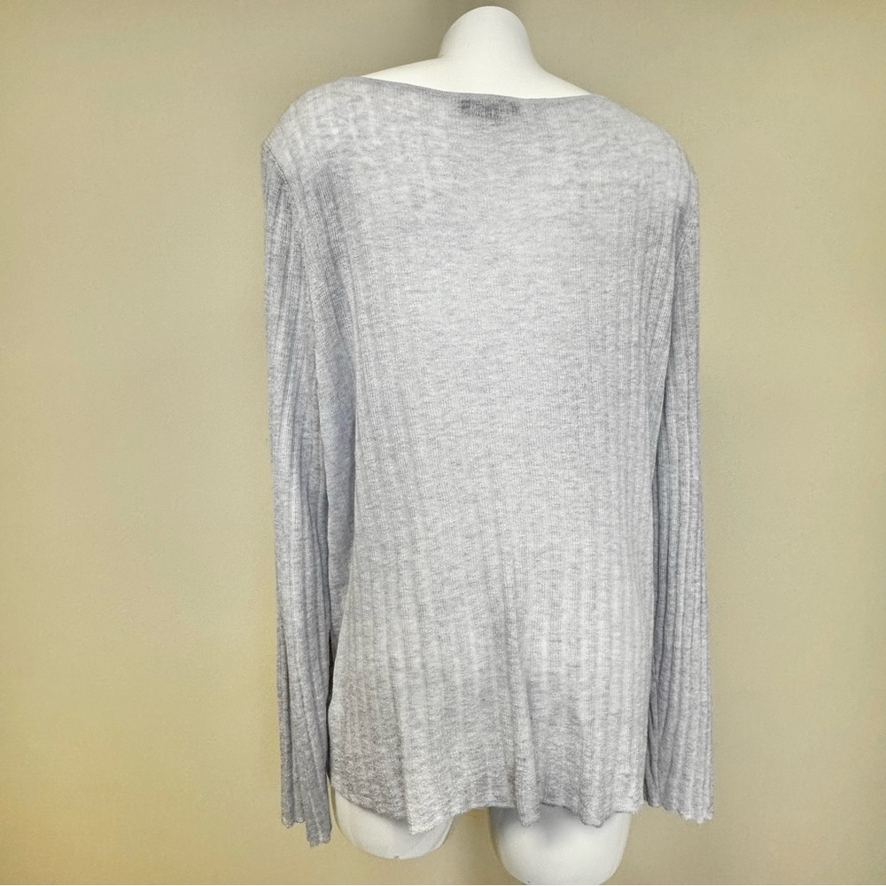 Eileen Fisher Ribbed Grey Blue Tencel Alpaca Wool Blend Lightweight Sweater XL - Picture 2 of 8